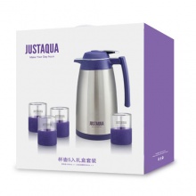 品特（JUSTAQUA）杯壶5入礼盒套装保温水壶JDL-1325 浅紫色 1300mL+4x250mL