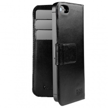 泰格斯iPhone 5 Magia Wallet钱夹侧翻盖真皮保护套（黑，背板魔术贴）TFD010AP-50